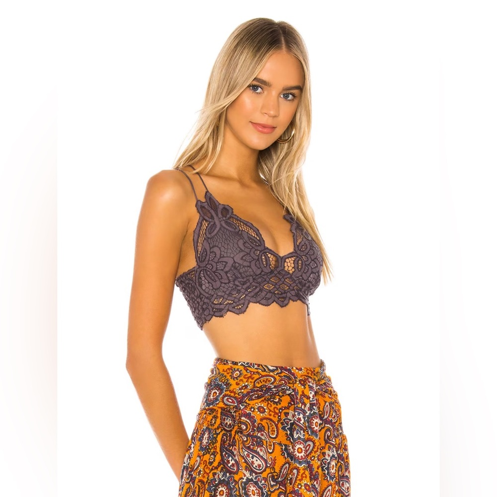 Free People Adella Bralette in Charcoal size M